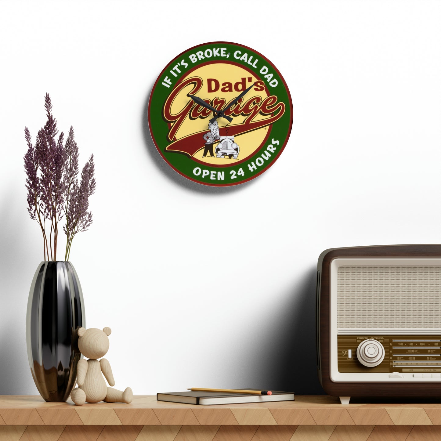 Dad's garage Acrylic Wall Clock