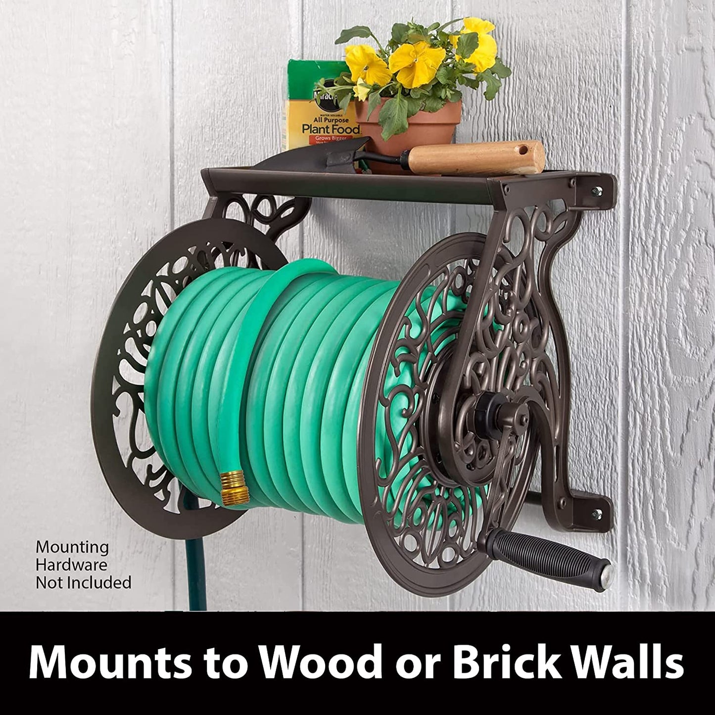 Liberty GARDEN 704 Decorative Cast Aluminum Wall Mount Garden Hose Reel