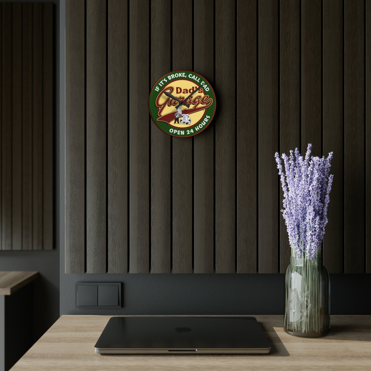 Dad's garage Acrylic Wall Clock