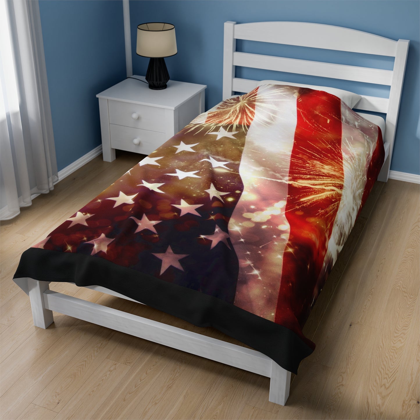Flag fireworks Plush Blanket