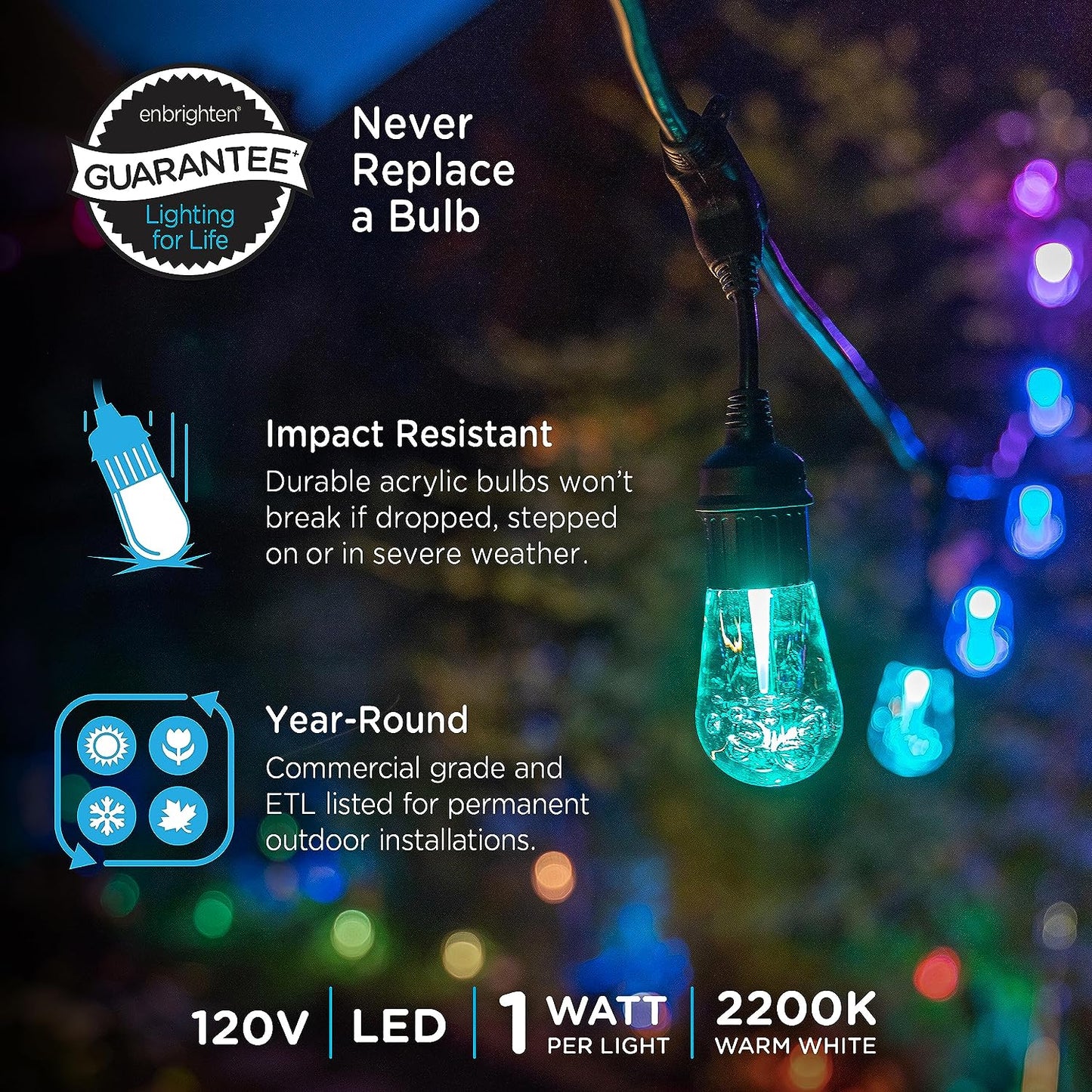 Enbrighten Premium Color Changing String Lights
