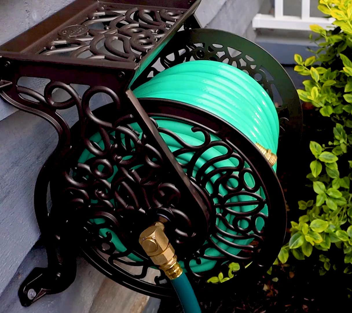Liberty GARDEN 704 Decorative Cast Aluminum Wall Mount Garden Hose Reel