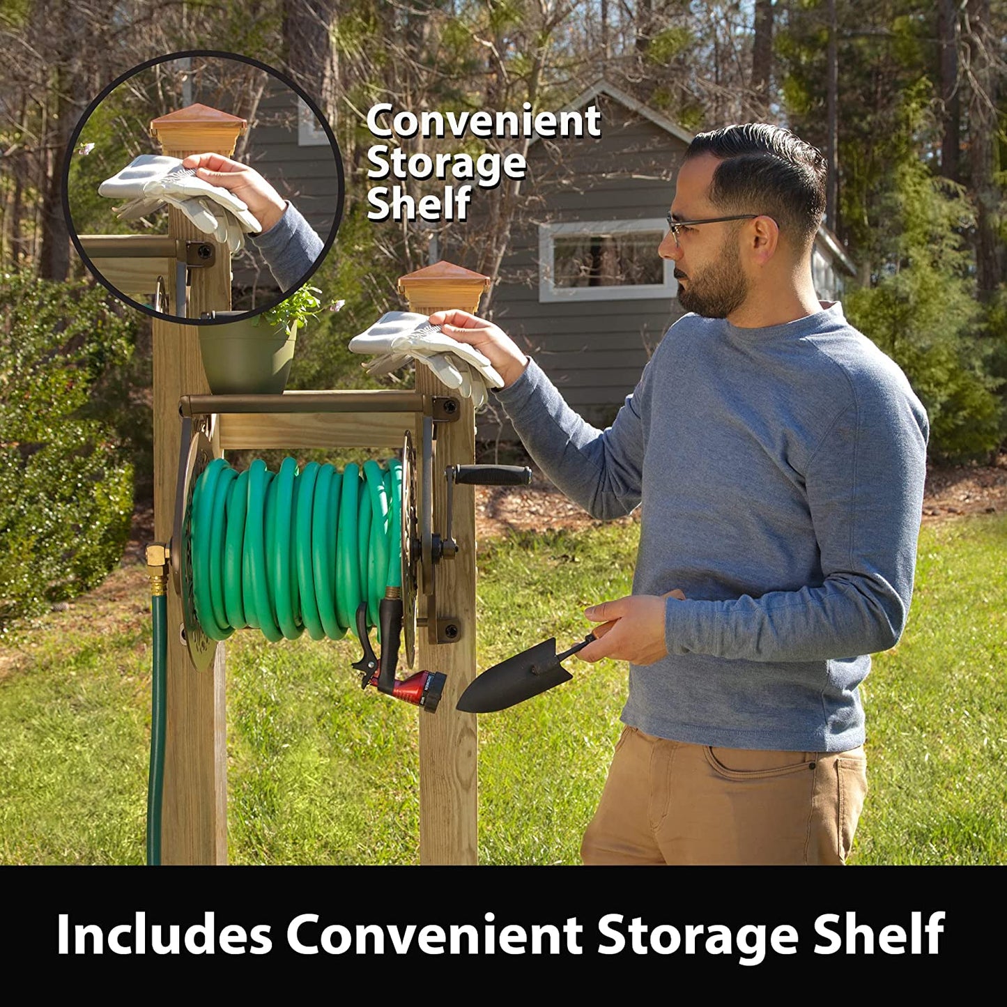 Liberty GARDEN 704 Decorative Cast Aluminum Wall Mount Garden Hose Reel