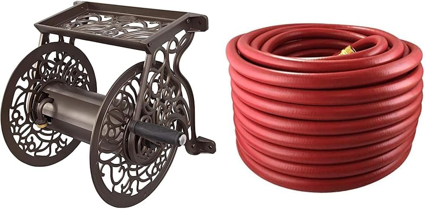 Liberty GARDEN 704 Decorative Cast Aluminum Wall Mount Garden Hose Reel