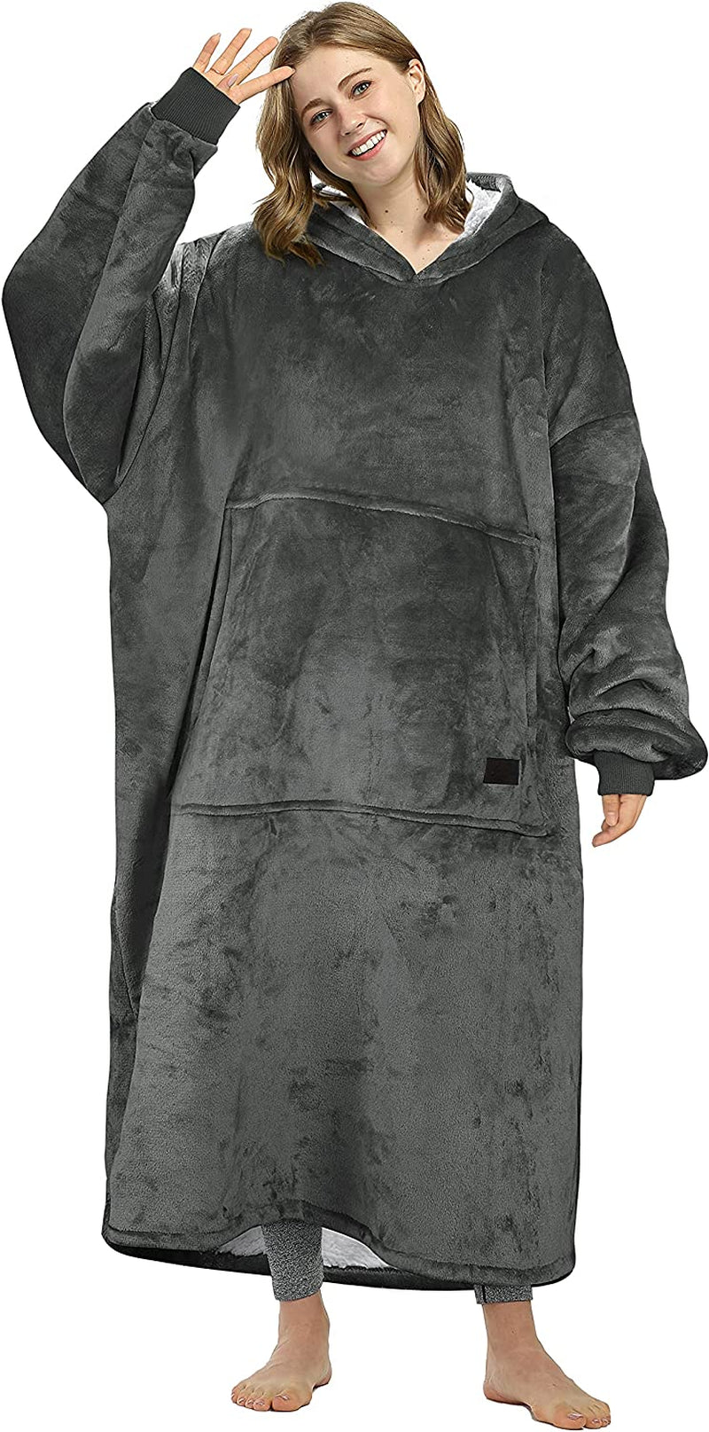 Catalonia Full Body Blanket Hoodie Sweatshirt, Extra Long Lounging Pullover