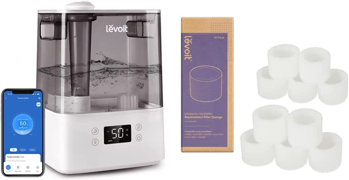 LEVOIT Top Fill Humidifiers for Bedroom, 2.5L Large Tank, Easy to Fill and Clean, 26Db Quiet Cool Mist Air Humidifier for Home Baby Nursery & Plants,Auto Shut-Off and Bpa-Free for Safety, 25H Runtime