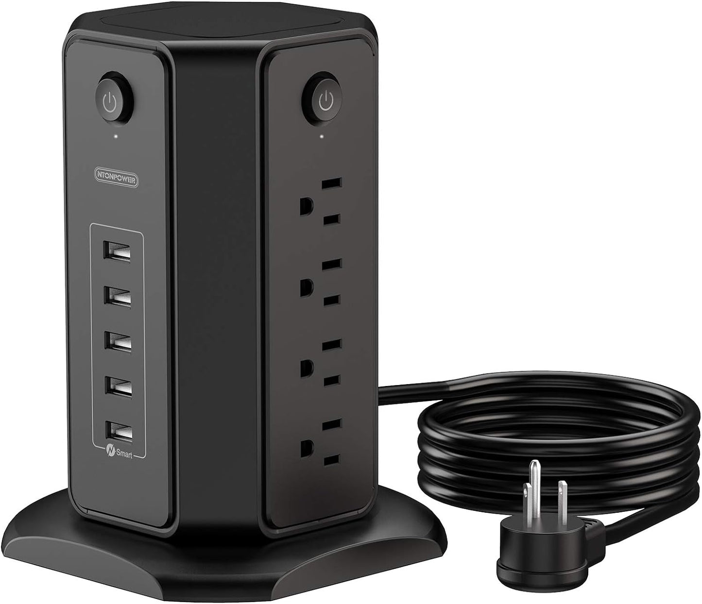 Power Strip Tower Surge Protector - Ultimate Charging Station with 8 Outlets, Perfect for Home and Office Use"
