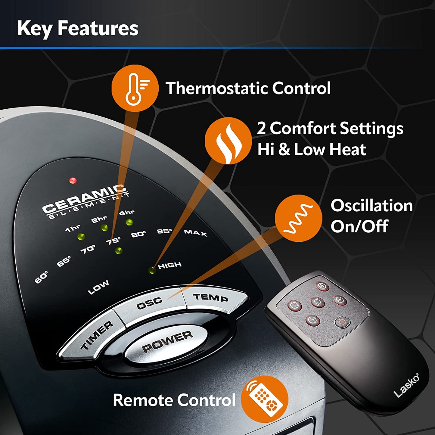 Lasko Oscillating Ceramic Tower Space Heater