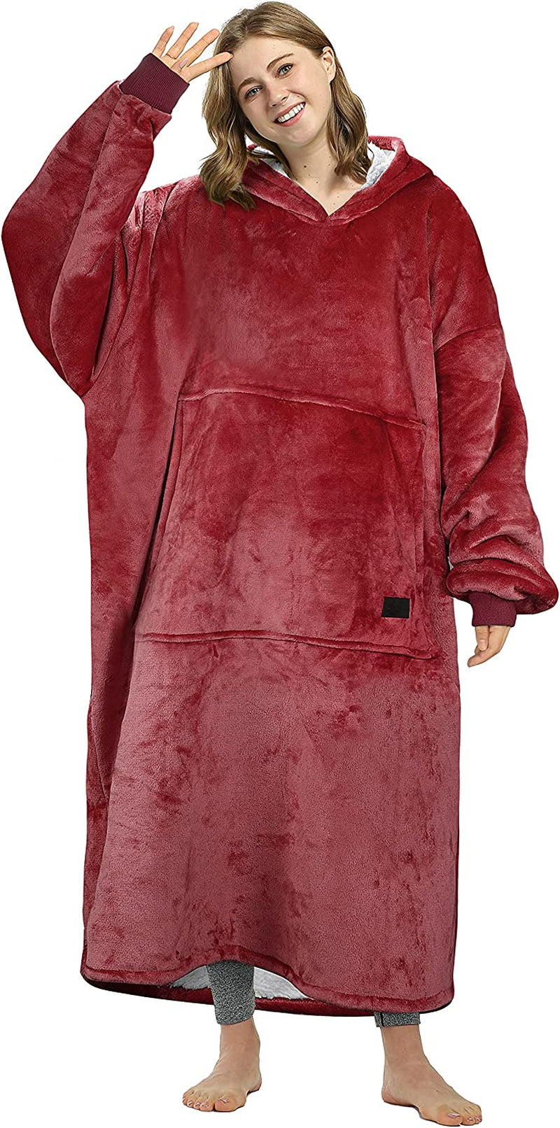 Catalonia Full Body Blanket Hoodie Sweatshirt, Extra Long Lounging Pullover