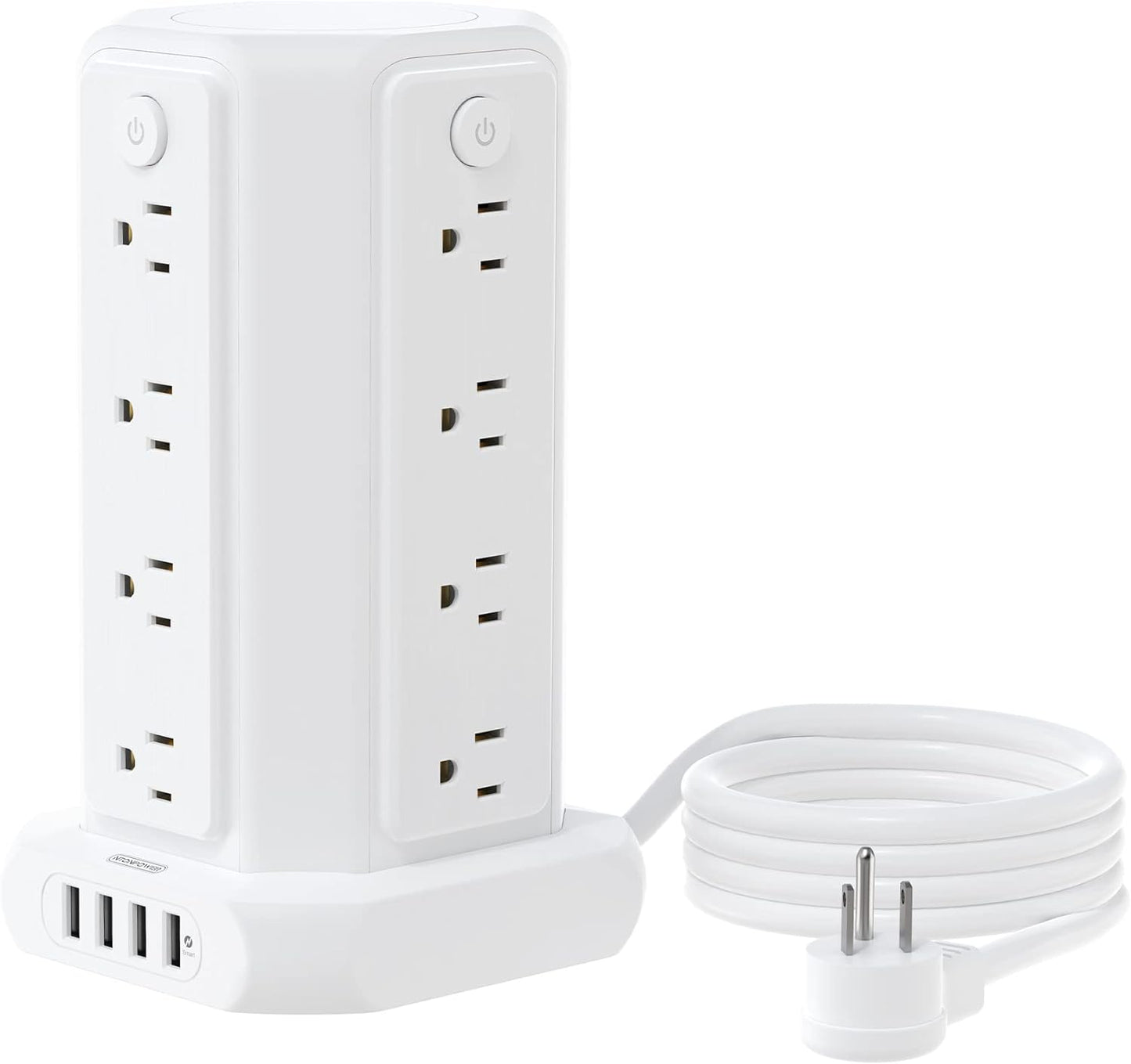 Power Strip Tower Surge Protector - Ultimate Charging Station with 8 Outlets, Perfect for Home and Office Use"