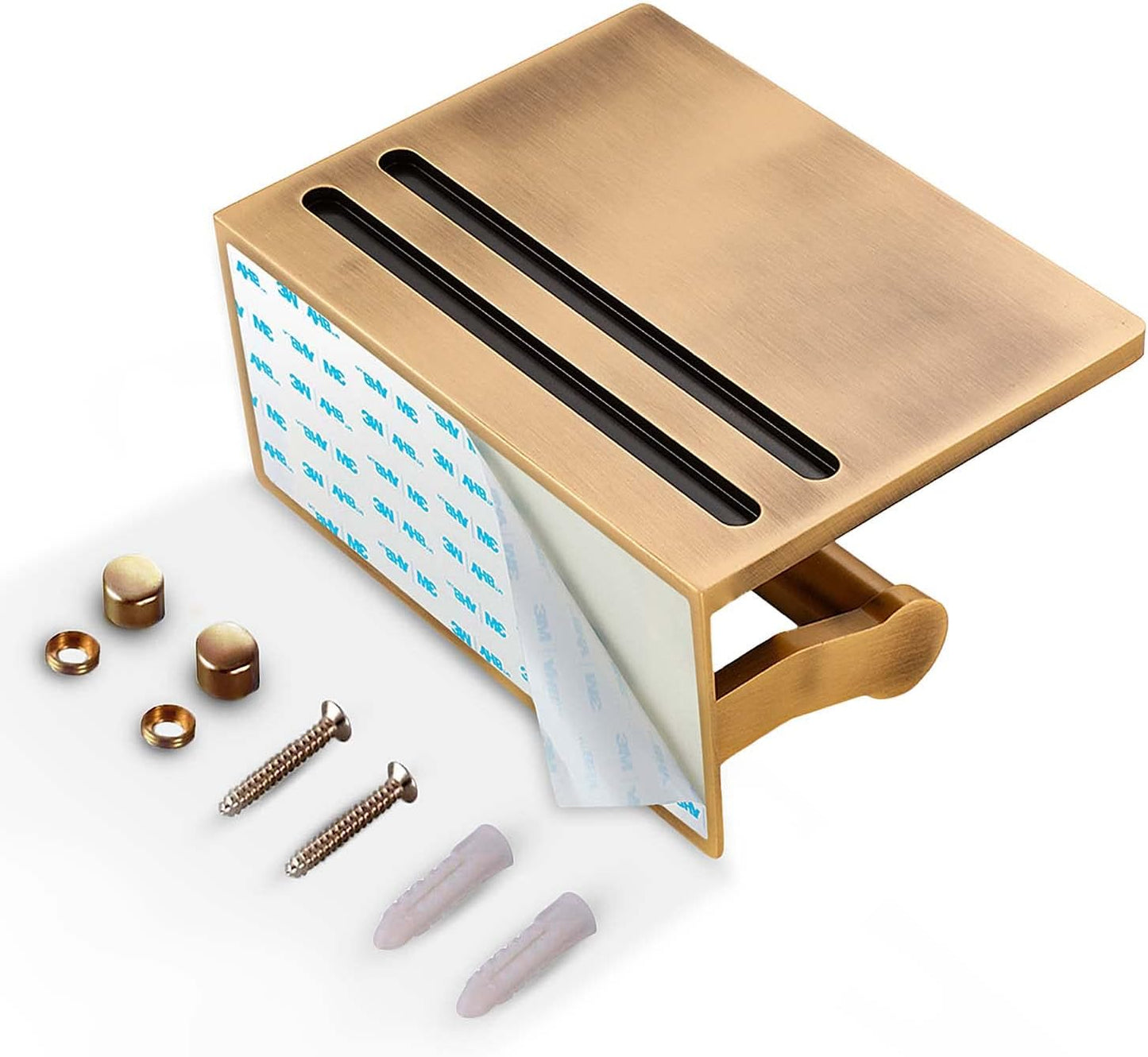 "Antique Brass Smarthome Toilet Paper Holder with Mobile Phone Shelf .