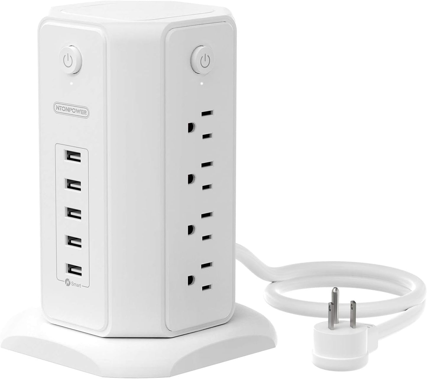 Power Strip Tower Surge Protector - Ultimate Charging Station with 8 Outlets, Perfect for Home and Office Use"