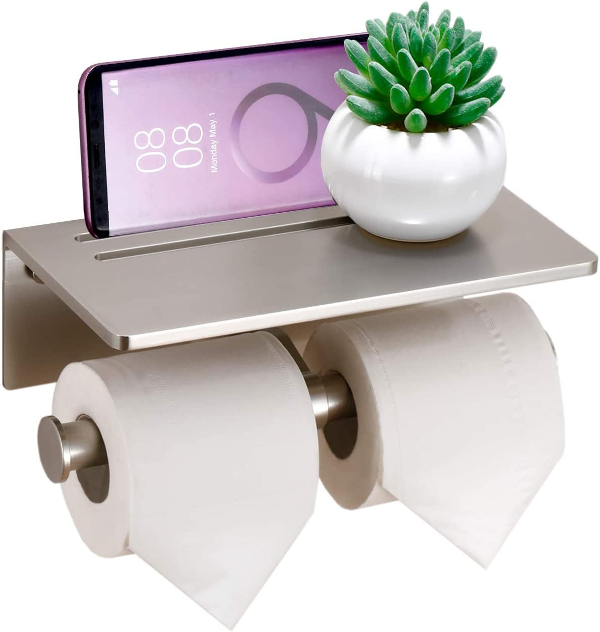 "Antique Brass Smarthome Toilet Paper Holder with Mobile Phone Shelf .