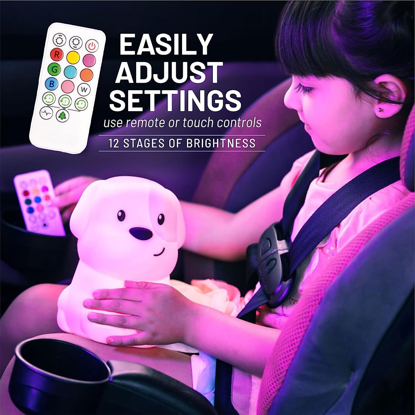 Lumipets Night Light for Kids, Silicone Nursery Light for Baby Room and Toddler, Portable Rechargeable Animal Lights for Girls and Boys, Kawaii Lamp (Puppy)