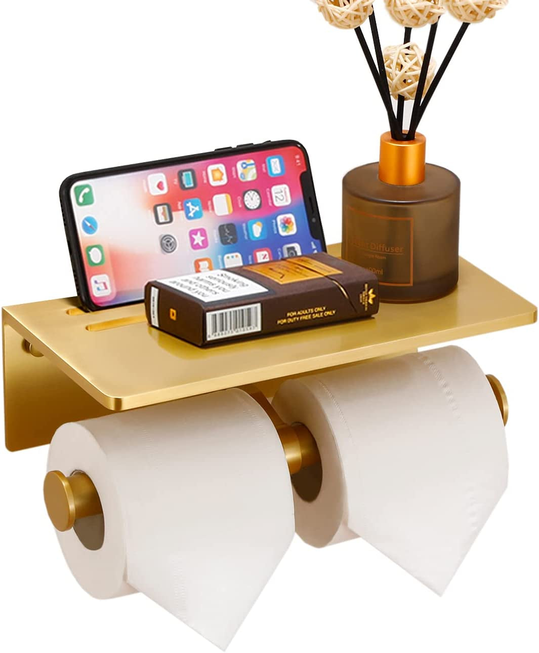 "Antique Brass Smarthome Toilet Paper Holder with Mobile Phone Shelf .