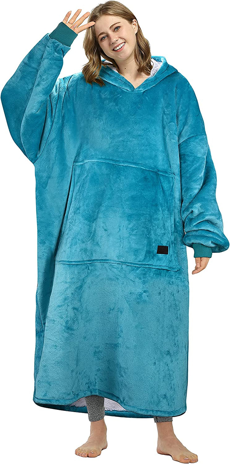 Catalonia Full Body Blanket Hoodie Sweatshirt, Extra Long Lounging Pullover