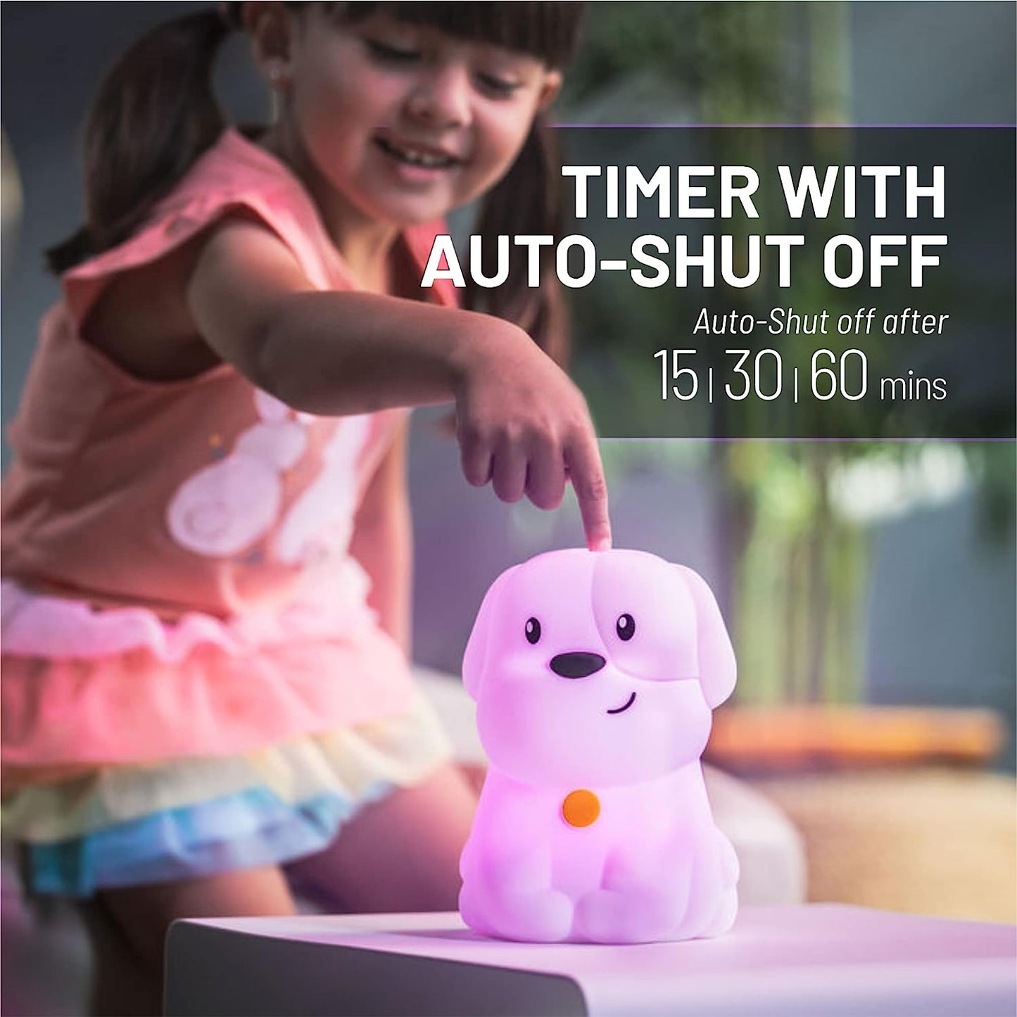 Lumipets Night Light for Kids, Silicone Nursery Light for Baby Room and Toddler, Portable Rechargeable Animal Lights for Girls and Boys, Kawaii Lamp (Puppy)