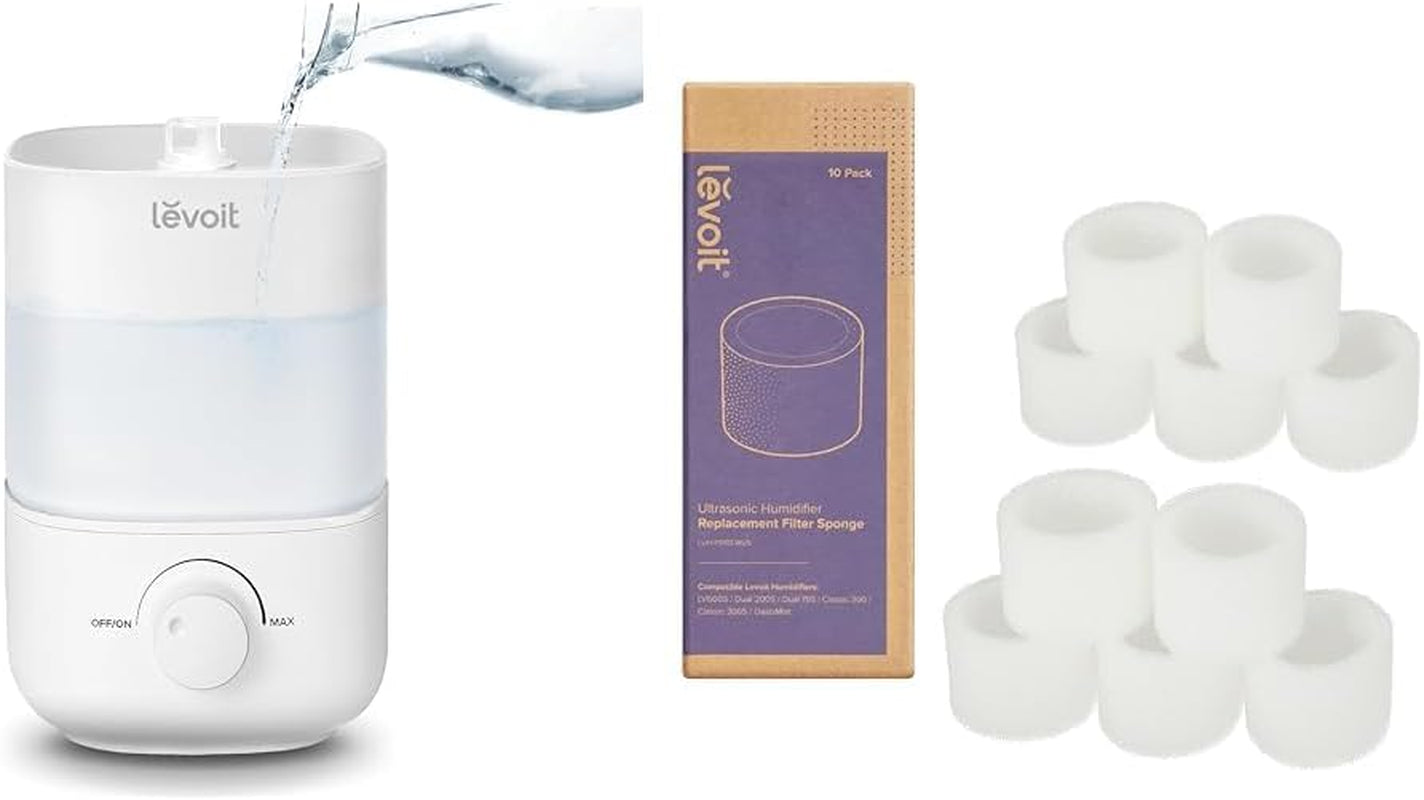 LEVOIT Top Fill Humidifiers for Bedroom, 2.5L Large Tank, Easy to Fill and Clean, 26Db Quiet Cool Mist Air Humidifier for Home Baby Nursery & Plants,Auto Shut-Off and Bpa-Free for Safety, 25H Runtime