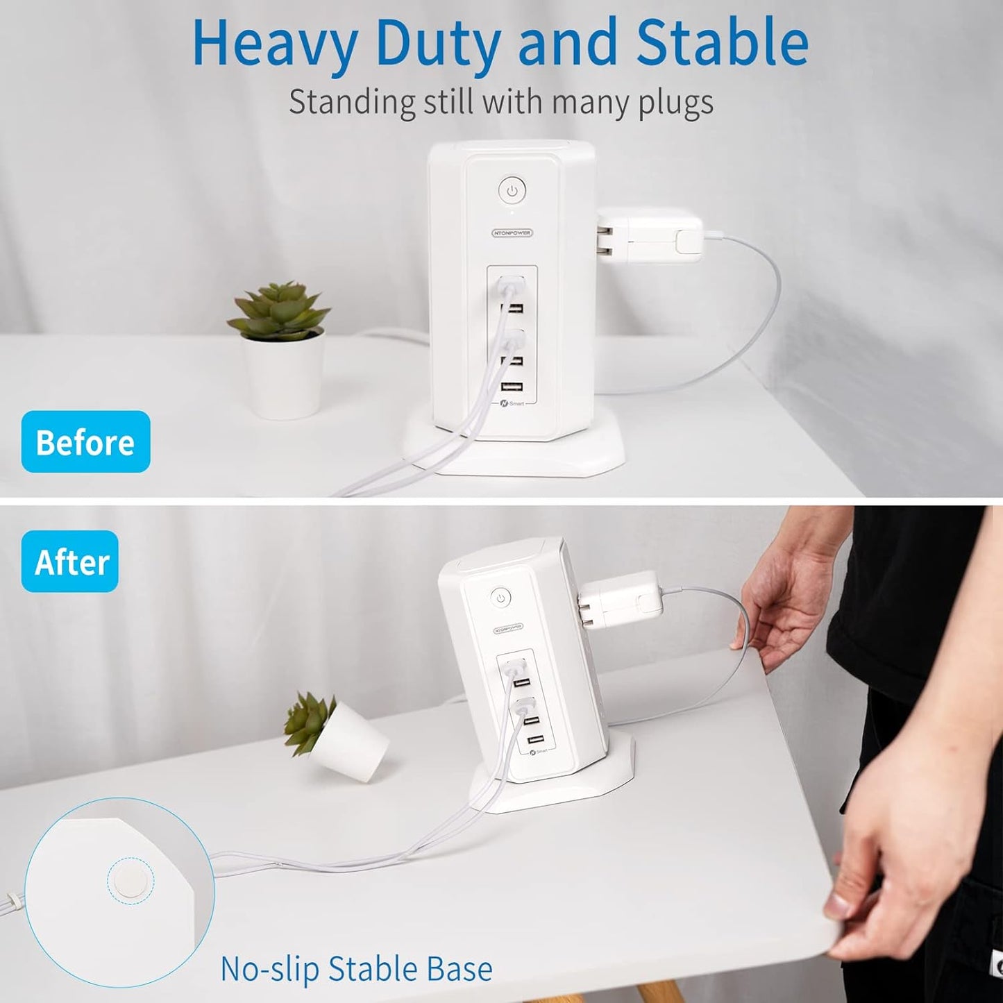 Power Strip Tower Surge Protector - Ultimate Charging Station with 8 Outlets, Perfect for Home and Office Use"