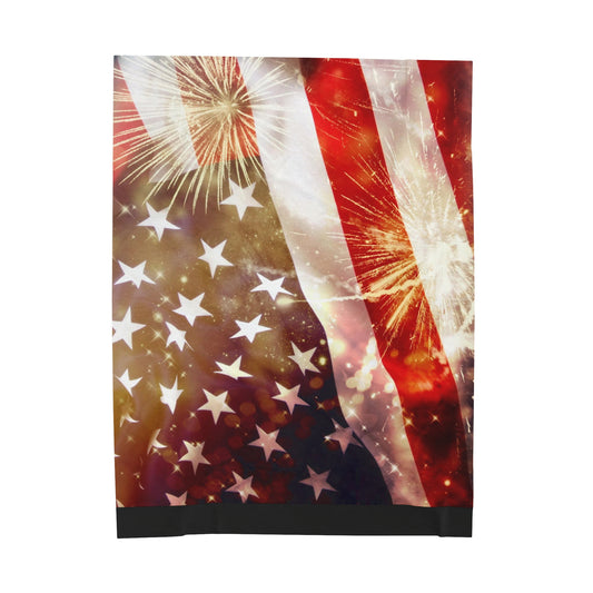 Flag fireworks Plush Blanket