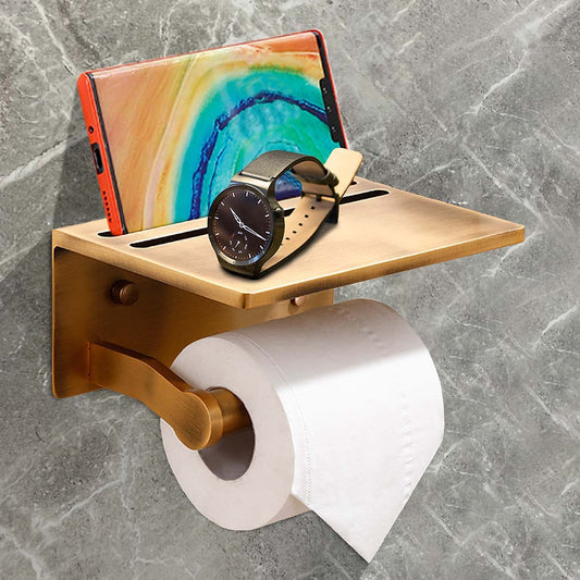 "Antique Brass Smarthome Toilet Paper Holder with Mobile Phone Shelf .