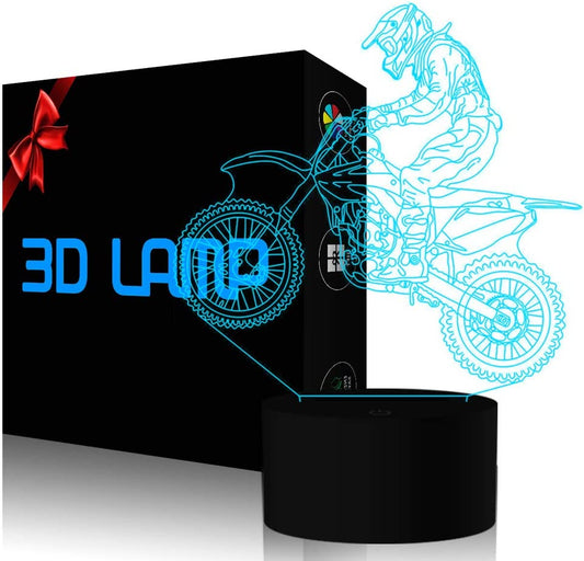  Motocross 3D Lamp, LED Illusion Motorcycle Night Light 