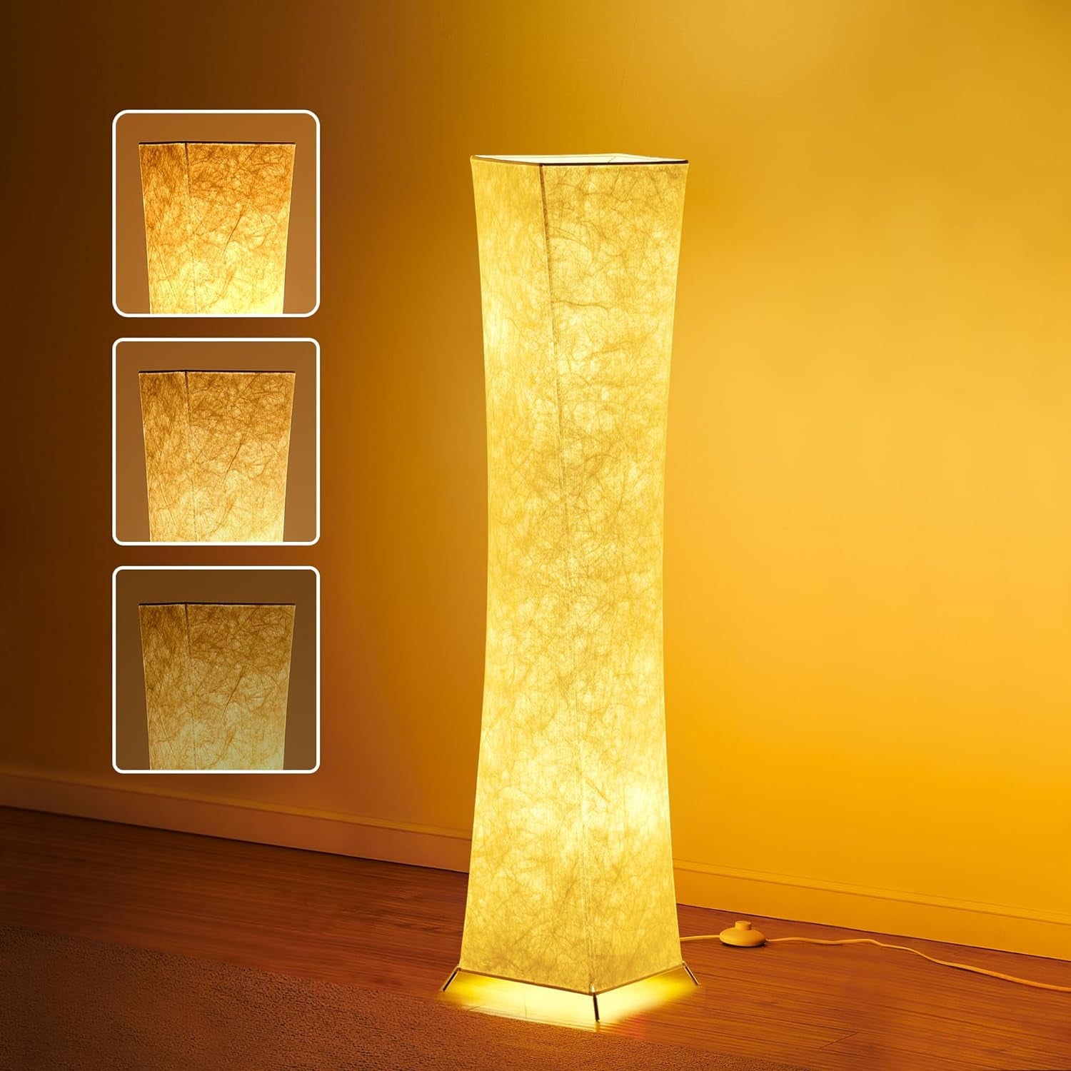 Chiphy Floor Lamp, 64" Tall Dimmable and RGB Color Changing LED Smart Bulbs White Fabric Shade, with Remote Control, Standing Lamp for Living Room, Bedroom Play Room